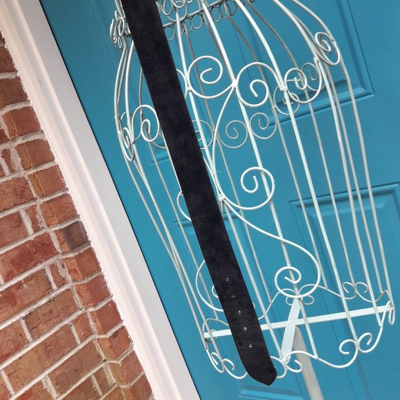 Suede Belt Genuine Leather Black Suede Covered Belt Buckle Size S - Picture 8 of 15